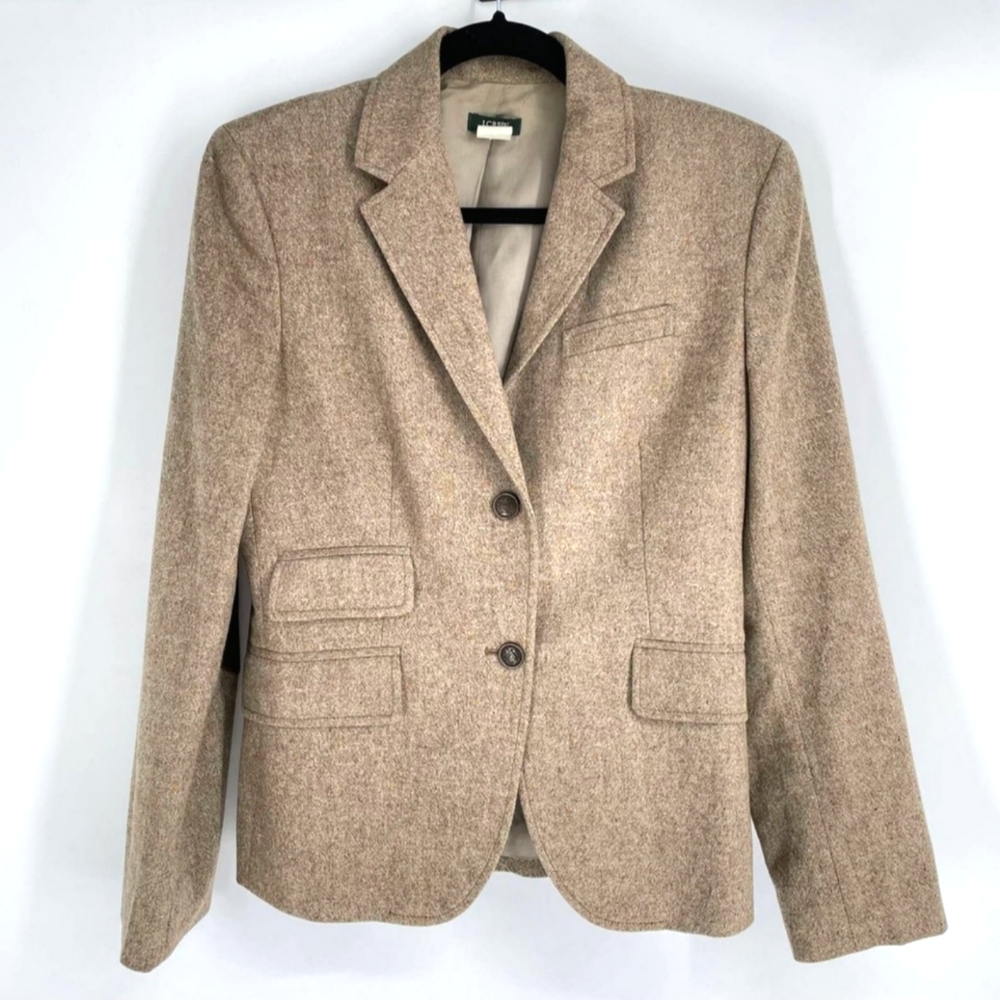 🌻 J. Crew Women's Twead Wool & Cashmere Blend Blazer Jacket - Size 8